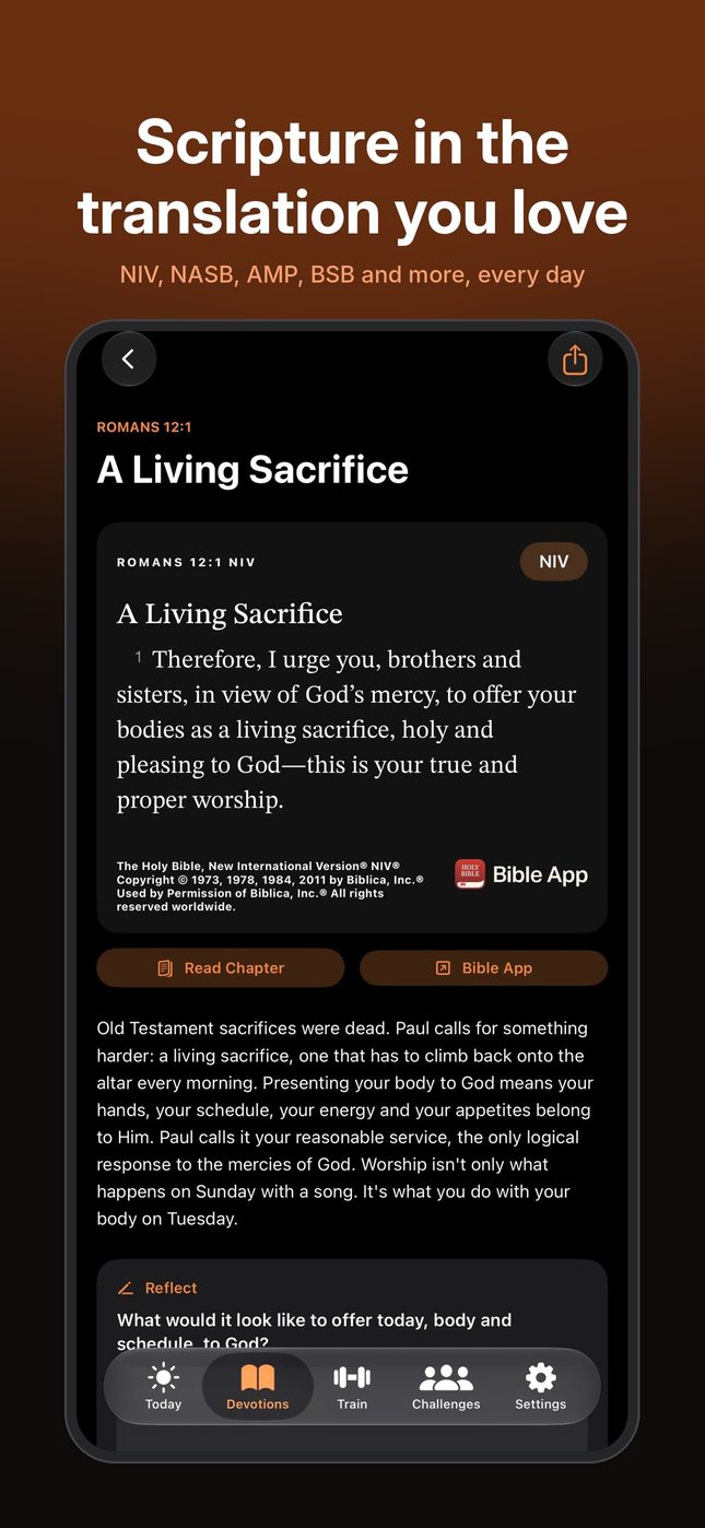 A daily devotion with the verse in NIV